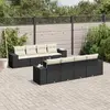Image de vidaXL Salon de jardin 9 pcs avec coussins noir résine tressée