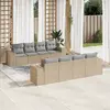 Image de vidaXL Salon de jardin avec coussins 9 pcs beige résine tressée