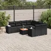 Image de vidaXL Salon de jardin 9 pcs avec coussins noir résine tressée