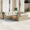 Image de vidaXL Salon de jardin avec coussins 9 pcs beige résine tressée