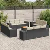 Image de vidaXL Salon de jardin avec coussins 13 pcs noir résine tressée