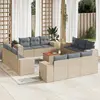 Image de vidaXL Salon de jardin avec coussins 13 pcs beige résine tressée