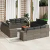 Image de vidaXL Salon de jardin avec coussins 13 pcs gris résine tressée