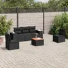 Image de vidaXL Salon de jardin 6 pcs avec coussins noir résine tressée