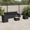 Image de vidaXL Salon de jardin 7 pcs avec coussins noir résine tressée