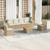 Image de vidaXL Salon de jardin avec coussins 7 pcs beige résine tressée