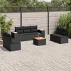 Image de vidaXL Salon de jardin 8 pcs avec coussins noir résine tressée