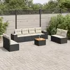Image de vidaXL Salon de jardin 9 pcs avec coussins noir résine tressée