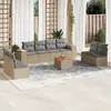 Image de vidaXL Salon de jardin avec coussins 9 pcs beige résine tressée