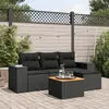 Image de vidaXL Salon de jardin 5 pcs avec coussins noir résine tressée