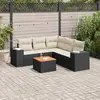 Image de vidaXL Salon de jardin 6 pcs avec coussins noir résine tressée