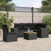Image de vidaXL Salon de jardin 6 pcs avec coussins noir résine tressée