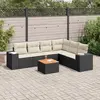 Image de vidaXL Salon de jardin 7 pcs avec coussins noir résine tressée