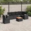 Image de vidaXL Salon de jardin 7 pcs avec coussins noir résine tressée