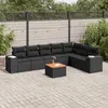 Image de vidaXL Salon de jardin 8 pcs avec coussins noir résine tressée