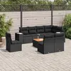Image de vidaXL Salon de jardin 9 pcs avec coussins noir résine tressée