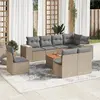 Image de vidaXL Salon de jardin avec coussins 9 pcs beige résine tressée