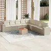 Image de vidaXL Salon de jardin avec coussins 10 pcs beige résine tressée