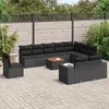 Image de vidaXL Salon de jardin 11 pcs avec coussins noir résine tressée