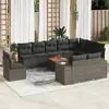 Image de vidaXL Salon de jardin 11 pcs avec coussins gris résine tressée