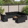 Image de vidaXL Salon de jardin 12 pcs avec coussins noir résine tressée