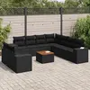 Image de vidaXL Salon de jardin 10 pcs avec coussins noir résine tressée