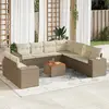 Image de vidaXL Salon de jardin avec coussins 10 pcs beige résine tressée