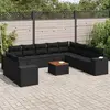 Image de vidaXL Salon de jardin 11 pcs avec coussins noir résine tressée