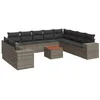 Image de vidaXL Salon de jardin 11 pcs avec coussins gris résine tressée