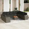 Image de vidaXL Salon de jardin 11 pcs avec coussins gris résine tressée