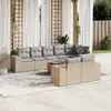 Image de vidaXL Salon de jardin avec coussins 9 pcs beige résine tressée