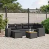 Image de vidaXL Salon de jardin 7 pcs avec coussins noir résine tressée