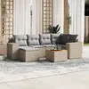 Image de vidaXL Salon de jardin avec coussins 7 pcs beige résine tressée