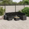 Image de vidaXL Salon de jardin 8 pcs avec coussins noir résine tressée