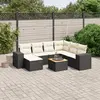Image de vidaXL Salon de jardin 8 pcs avec coussins noir résine tressée