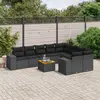 Image de vidaXL Salon de jardin 10 pcs avec coussins noir résine tressée