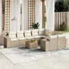 Image de vidaXL Salon de jardin avec coussins 10 pcs beige résine tressée