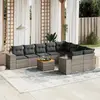 Image de vidaXL Salon de jardin avec coussins 10 pcs gris résine tressée