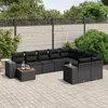 Image de vidaXL Salon de jardin 10 pcs avec coussins noir résine tressée
