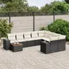 Image de vidaXL Salon de jardin 10 pcs avec coussins noir résine tressée