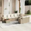 Image de vidaXL Salon de jardin avec coussins 10 pcs beige résine tressée