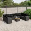 Image de vidaXL Salon de jardin 11 pcs avec coussins noir résine tressée