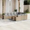 Image de vidaXL Salon de jardin 11 pcs avec coussins beige résine tressée