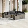 Image de vidaXL Salon de jardin 11 pcs avec coussins gris résine tressée