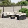 Image de vidaXL Salon de jardin 11 pcs avec coussins noir résine tressée