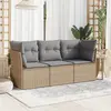 Image de vidaXL Salon de jardin avec coussins 3 pcs beige résine tressée