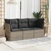Image de vidaXL Salon de jardin avec coussins 3 pcs gris résine tressée