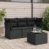 Image de vidaXL Salon de jardin 4 pcs avec coussins noir résine tressée
