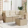 Image de vidaXL Salon de jardin avec coussins 4 pcs beige résine tressée