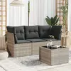 Image de vidaXL Salon de jardin 4 pcs avec coussins gris clair résine tressée